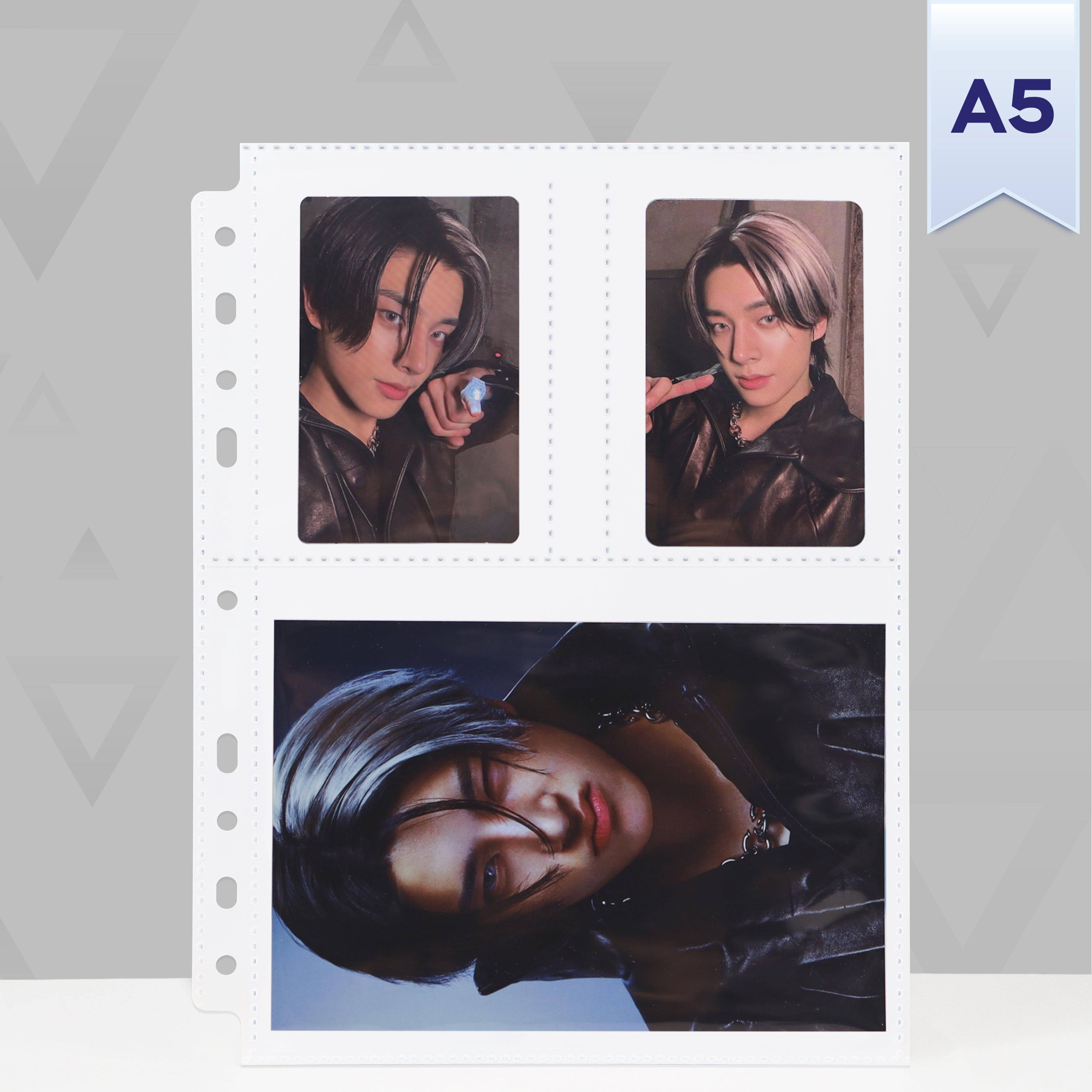 Custom A5 3-Pocket Pages - Photocard & Postcard (Type A) - White