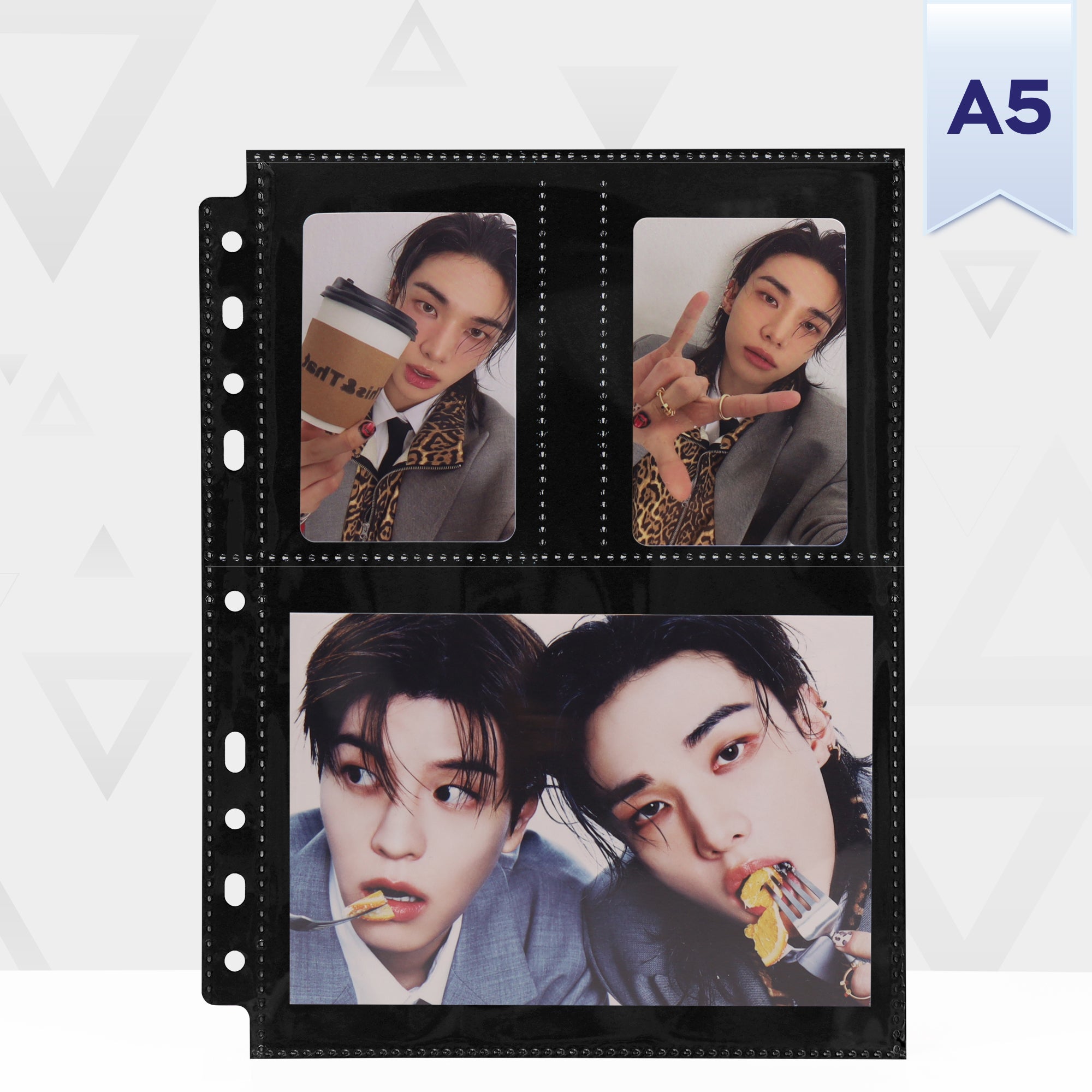 [PRE-ORDER] Custom A5 3-Pocket Pages - Photocard & Postcard (Type A) - Black